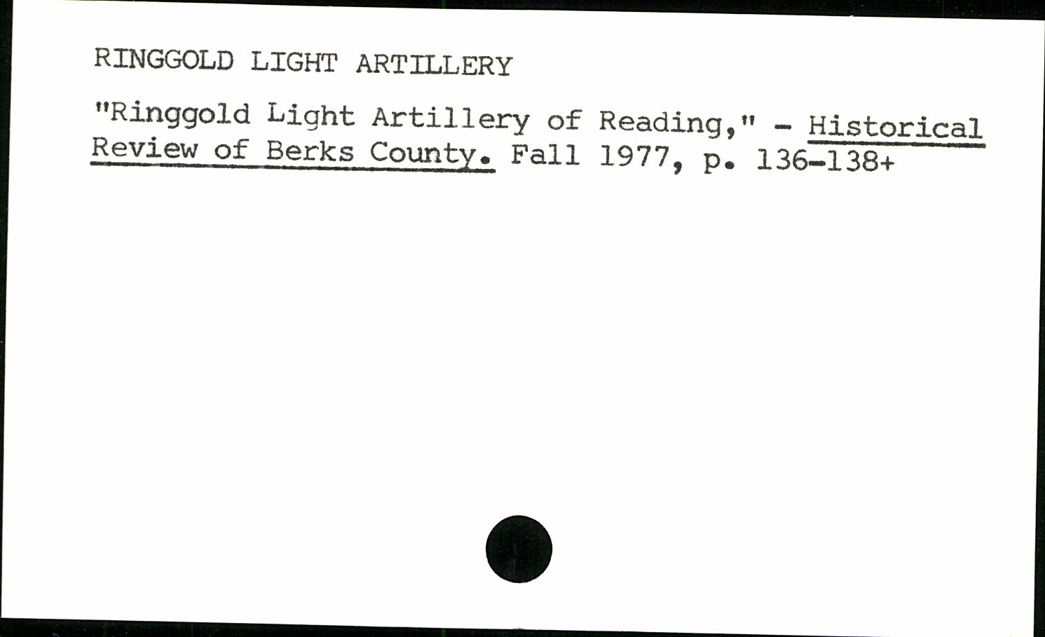 RINGGOLD LIGHT ARTILLERY Mennonite Life